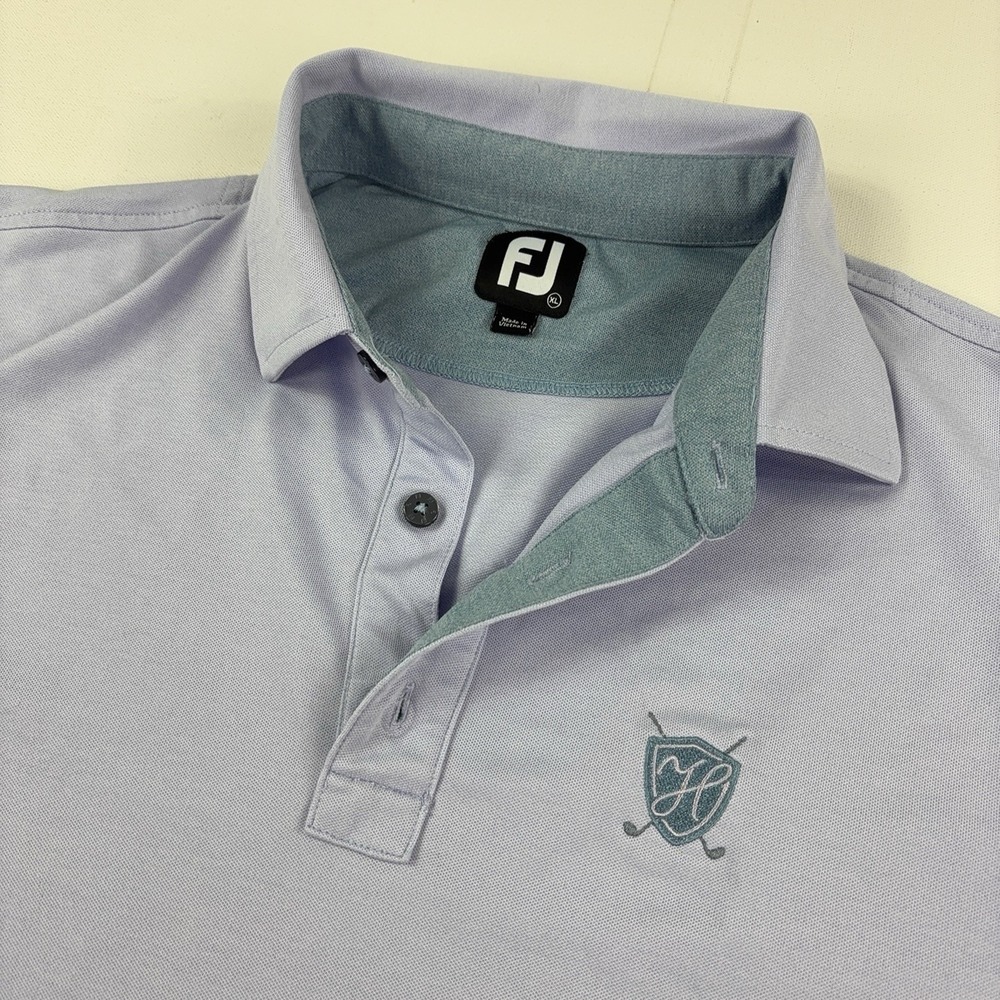 FootJoy Golf Polo Shirt Mens XL Purple Solid Stretch Short Sleeve Crest Logo
